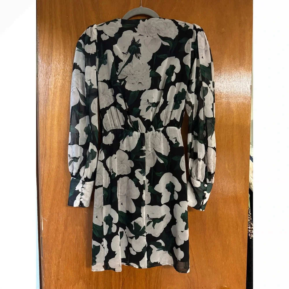 The Kooples Paris Dolce Vita Floral Print Faux Wrap Mini Dress Size 0 - Picture 7 of 9